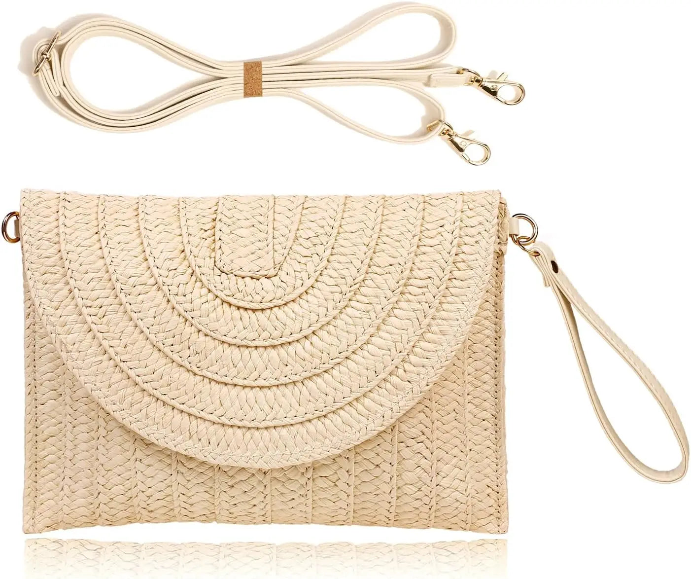 Straw Clutch Handbag for Women Summer Beach Woven Envelope Purse Lightweight Natural Fiber Accessory
