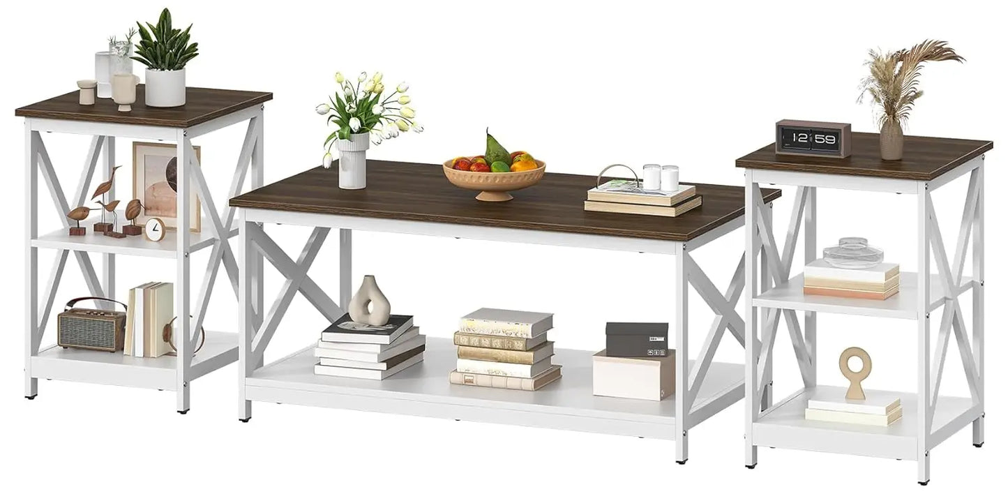 Industrial X Design 3 Piece Coffee Table Set For Living Room