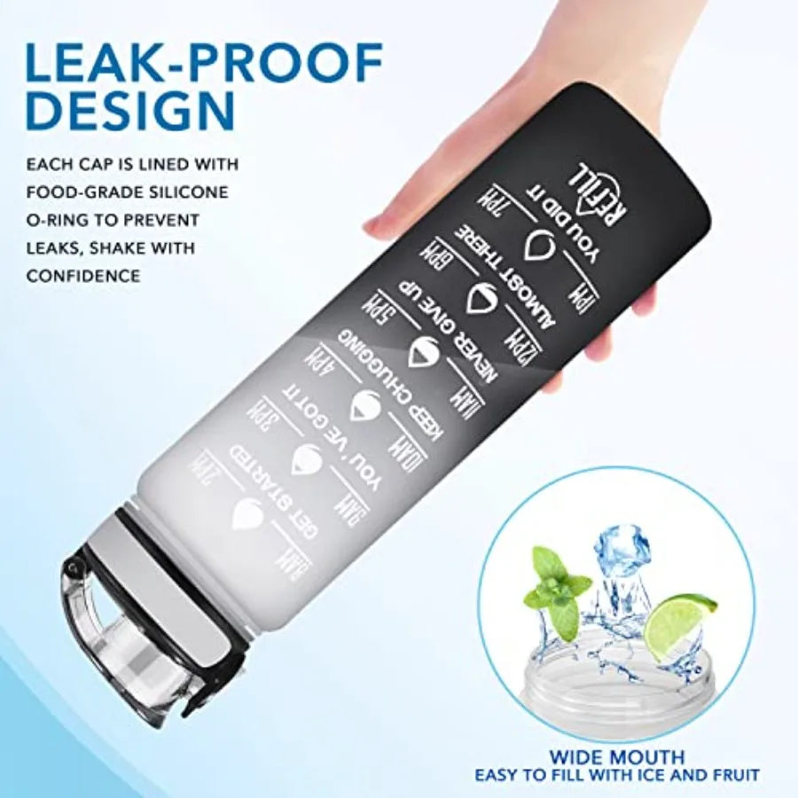 Leakproof BPA Free Motivational Water Bottle With Time Markings