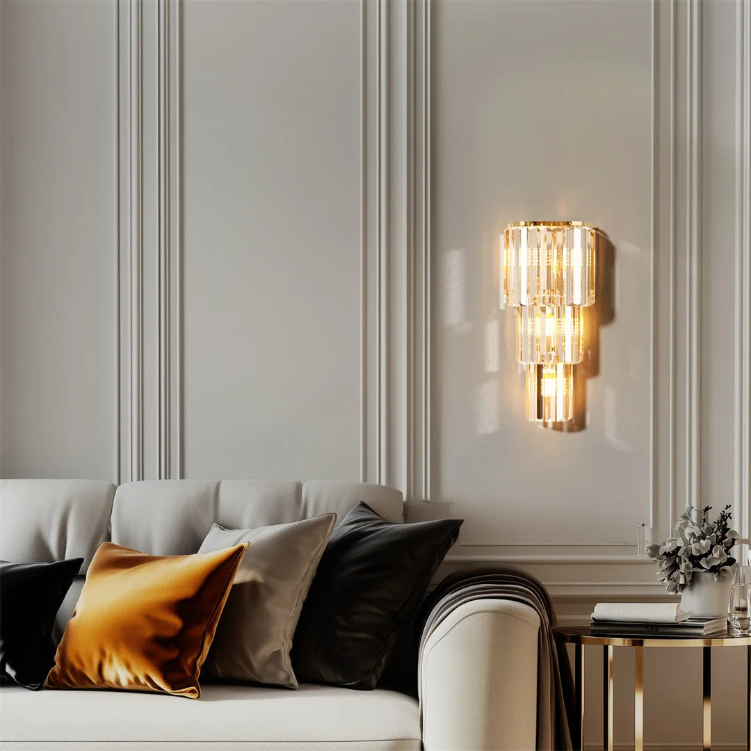 LUVODI Modern Crystal Wall Lamp Three Layer Sconce E14 LED