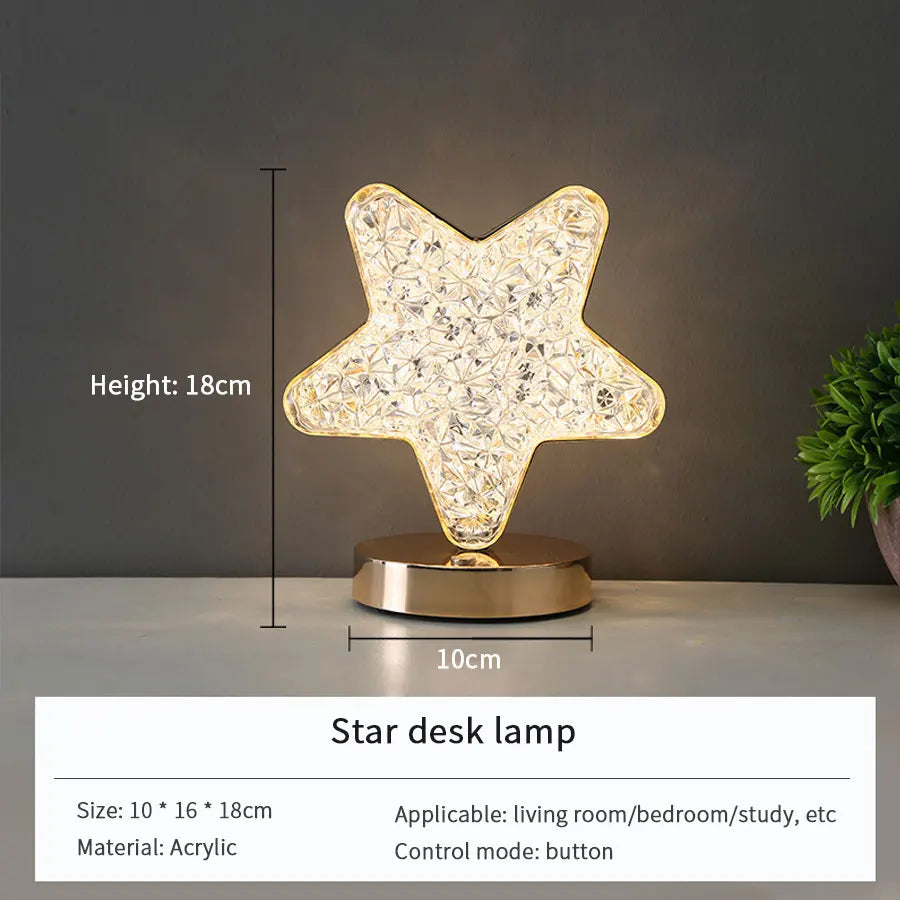 Crystal Touch Dimming Night Light USB 3D Moonlamp for Bedroom