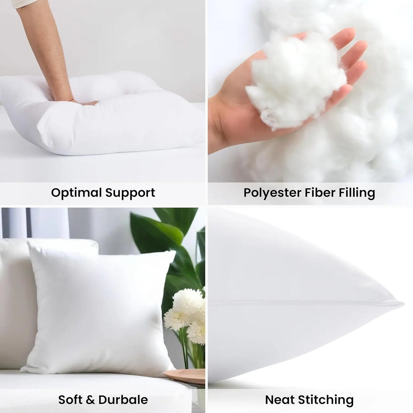 LDC Lux Decor Collection Throw Pillow Inserts Set of 4