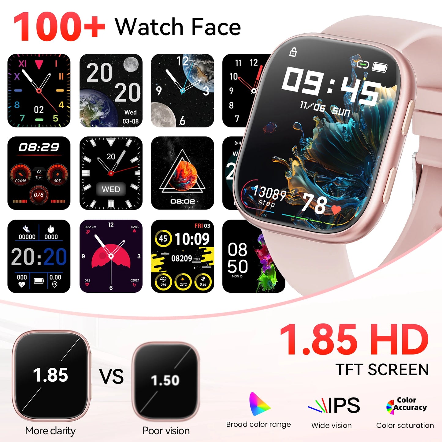 Smartwatch Men 1.83 Inch HD Display Bluetooth Calls Heart Rate