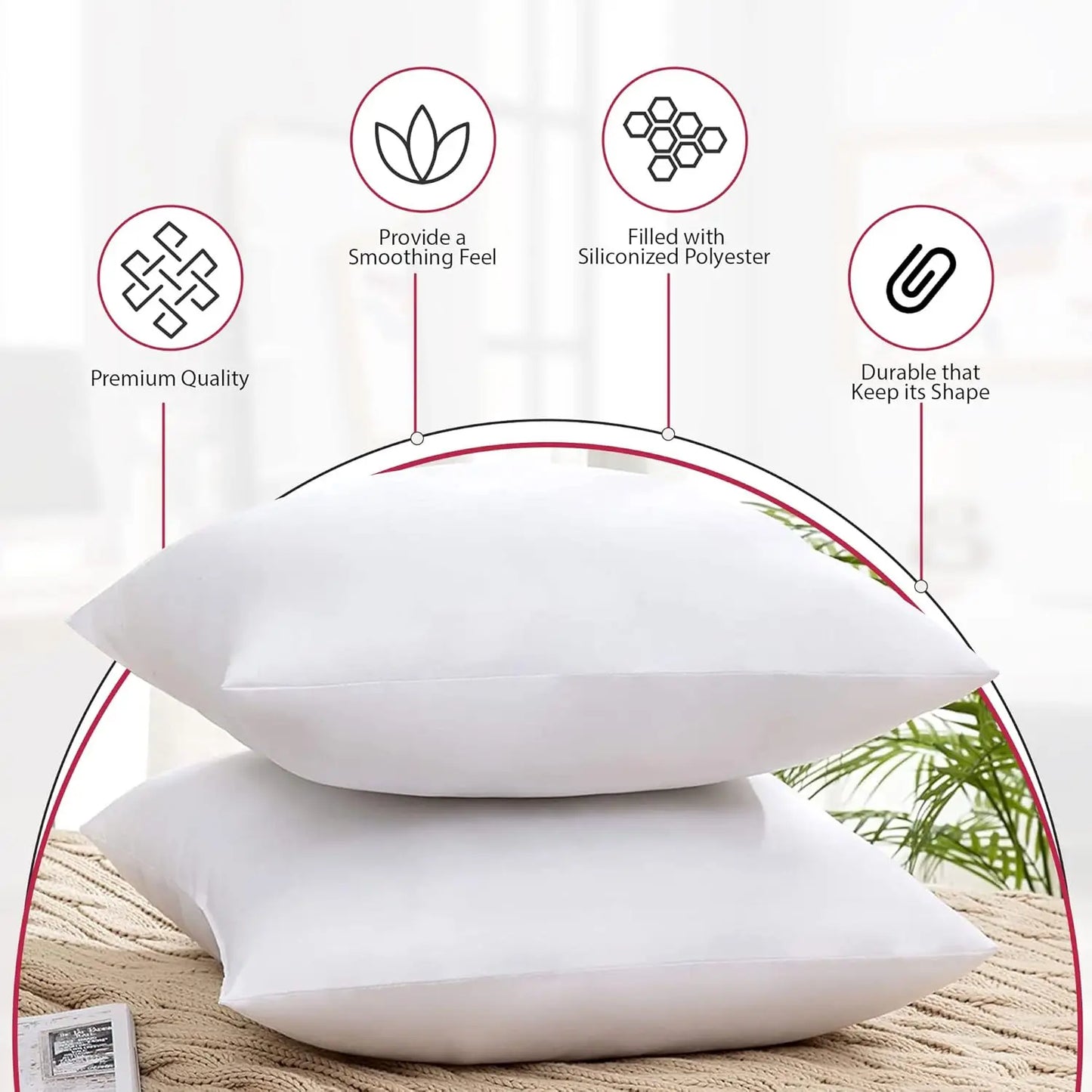 LDC Lux Decor Collection Throw Pillow Inserts Set of 4