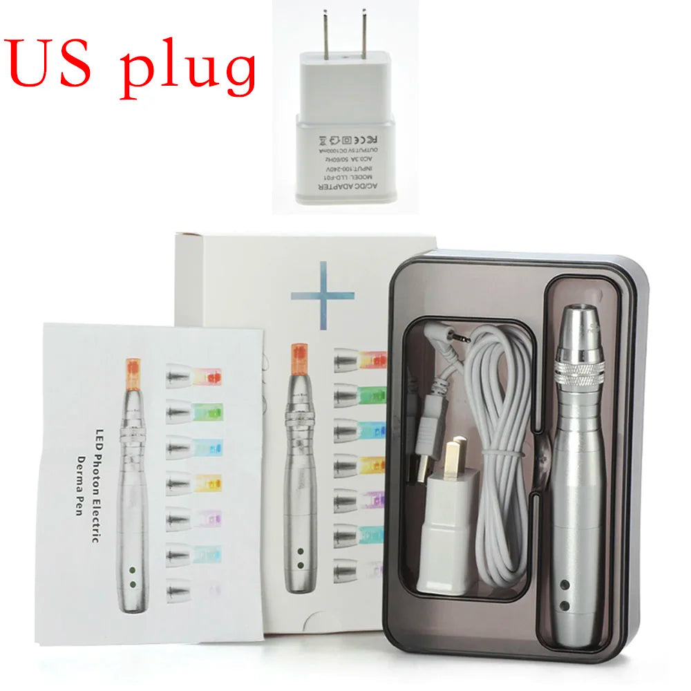 Wireless Dermapen 7 Color Lights LED Photon Beauty Salon 0.25MM Derma Pen Auto Rechargeable Skincare Tools