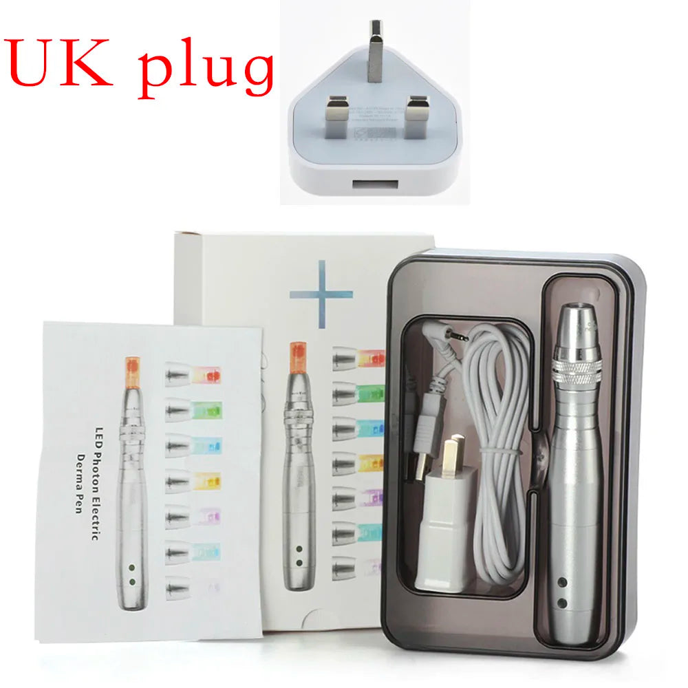 Wireless Dermapen 7 Color Lights LED Photon Beauty Salon 0.25MM Derma Pen Auto Rechargeable Skincare Tools