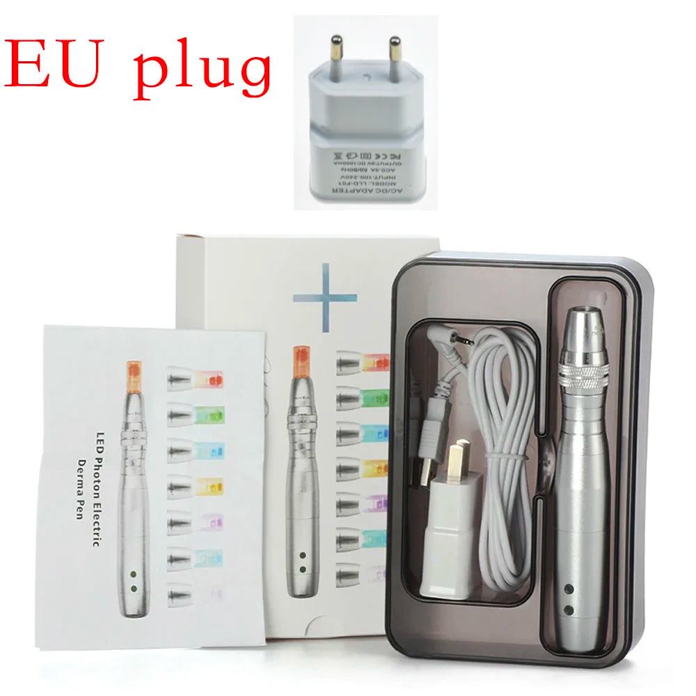 Wireless Dermapen 7 Color Lights LED Photon Beauty Salon 0.25MM Derma Pen Auto Rechargeable Skincare Tools