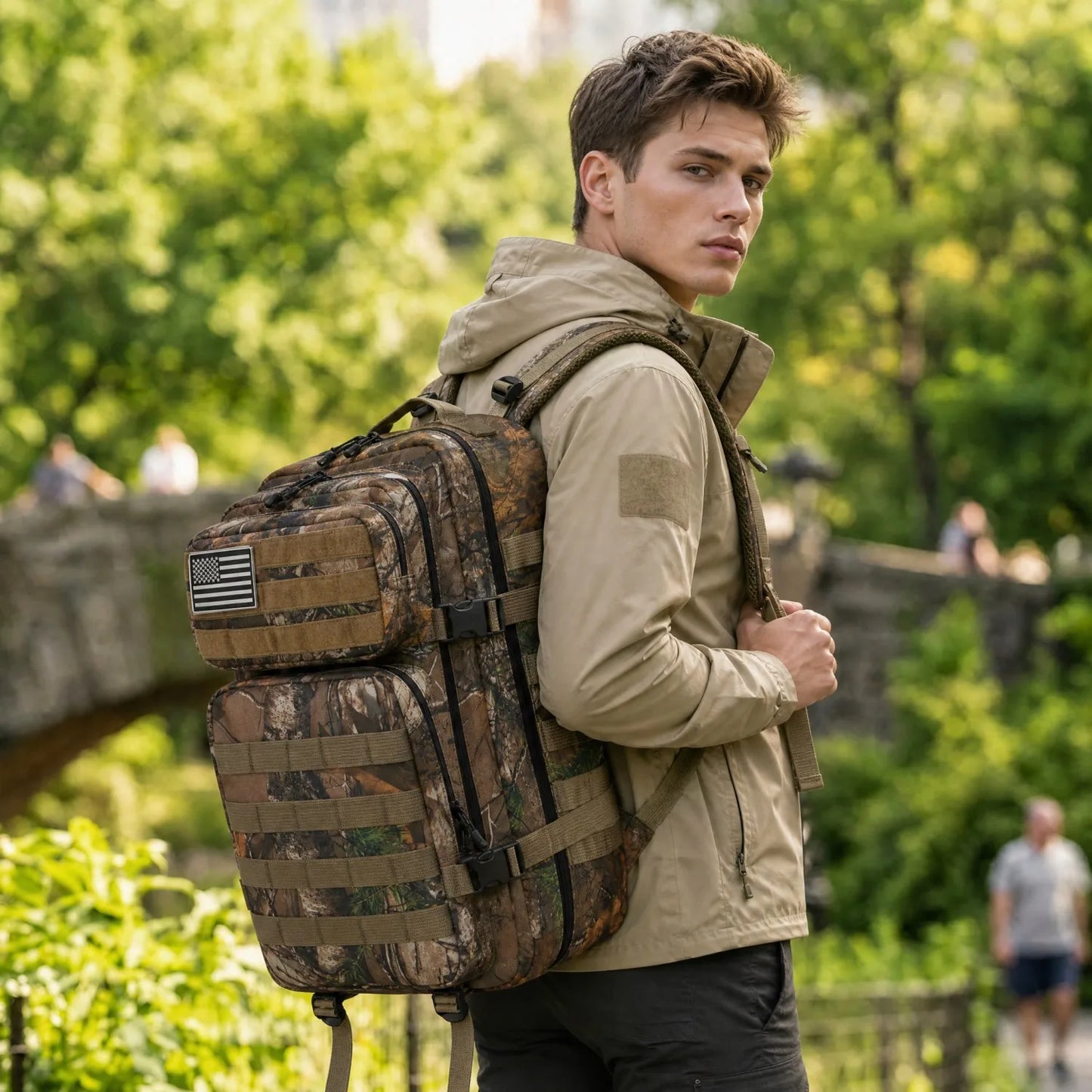 45L Tactical Travel Backpack Molle Large Capacity Multi Pocket Storage Bag Durable Wear Resistant Camping Hiking Trekking Bushcraft Daypack Heavy Duty Rucksack For Men Women Business Trips Mountain Climbing Daily Commute Lugg