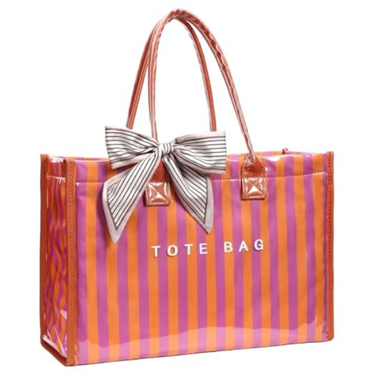 PVC Tote Bag For Women Plastic Purse Kraft Paper Letter Print