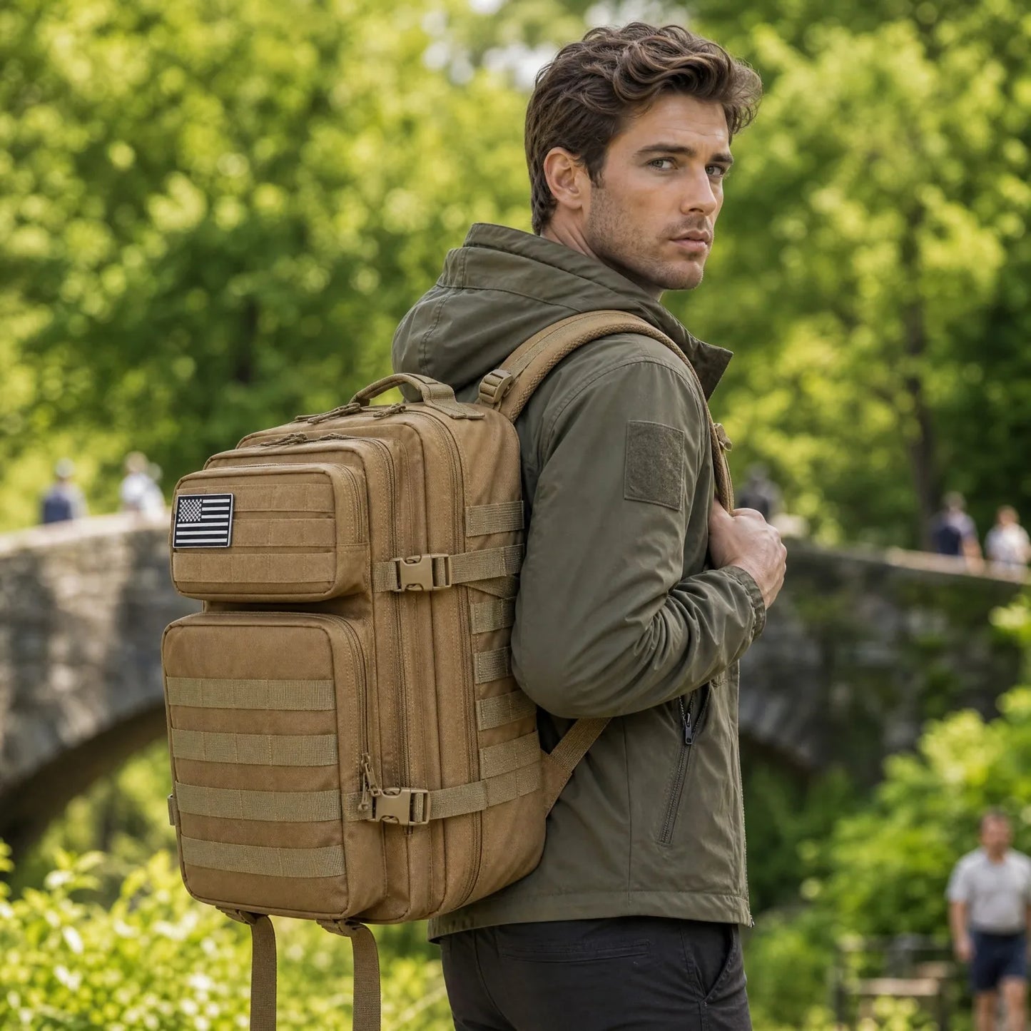 45L Tactical Travel Backpack Molle Large Capacity Multi Pocket Storage Bag Durable Wear Resistant Camping Hiking Trekking Bushcraft Daypack Heavy Duty Rucksack For Men Women Business Trips Mountain Climbing Daily Commute Lugg