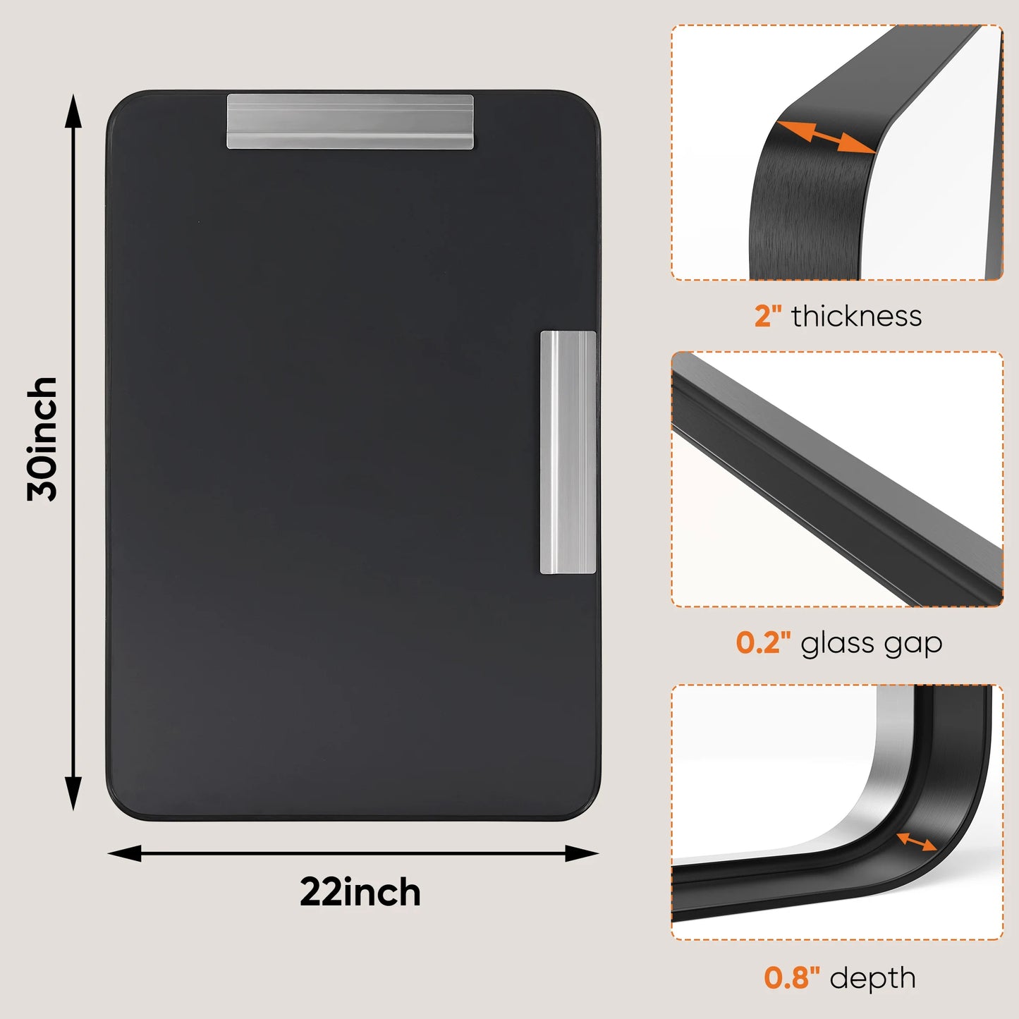 JHK Matte Metal Framed Bathroom Mirror For Wall Vanity