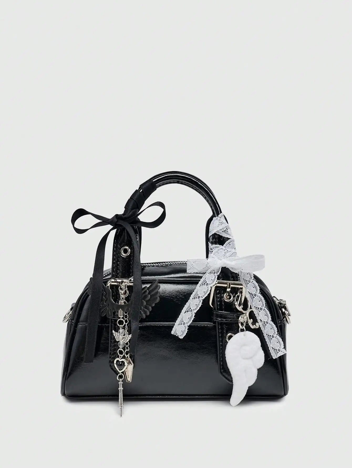 Women's Cute Ballet Style Cherry Faux Pearl & Bow Decor Mini Handbag, Fashionable Burgundy Bag, Fashionable Bow Purse For Women , Kawaii