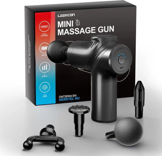LEERCON Mini Muscle Massage Gun Deep Tissue, Silent Brushless Motor and Portable Massage Gun with 4 Interchangeable Heads for Deep Muscle Relief and Relaxation, Dropshipping Relax Gift for Women Men