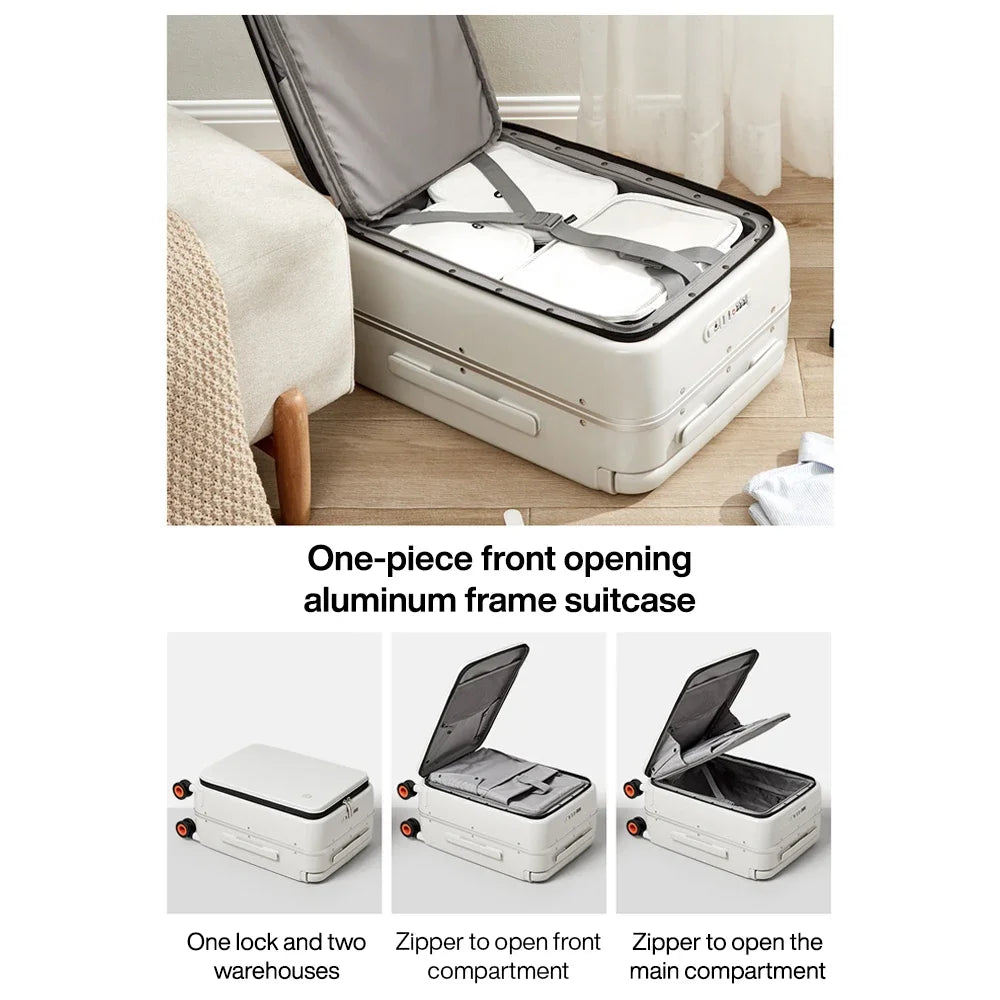 Mixi Wide-Handle Luggage Hardside Suitcase For Travel