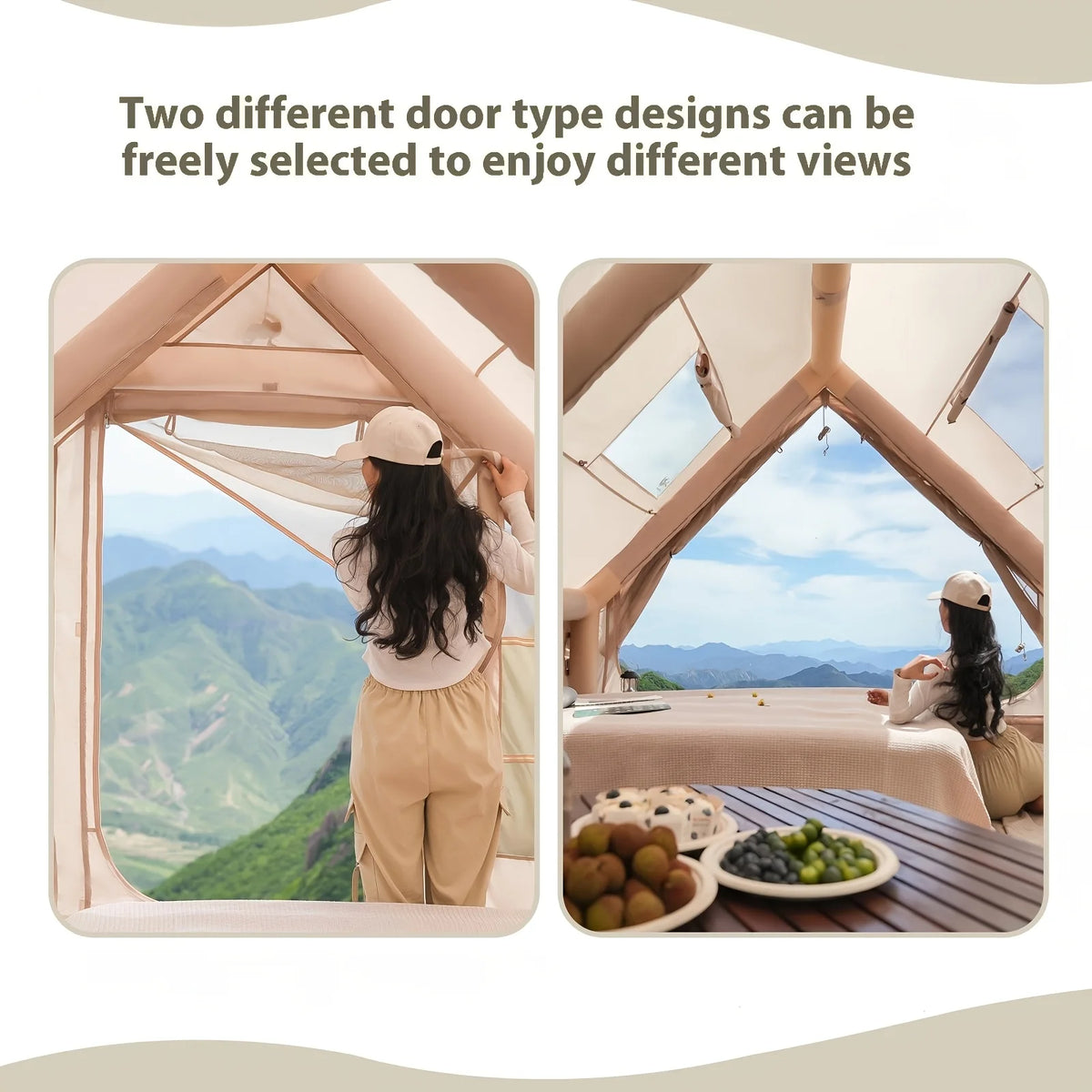 Inflatable Camping Tent With Skylight And Breathable Mesh For Glamping