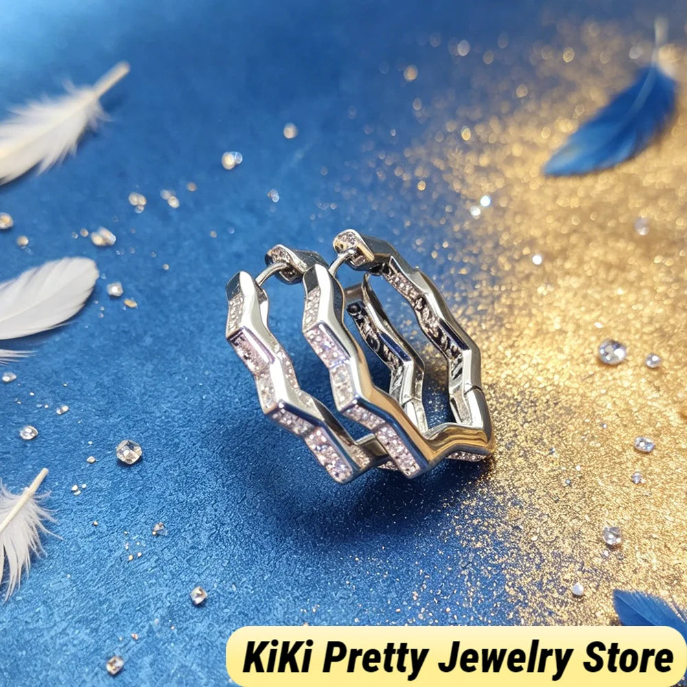 Sterling Silver Zircon Earrings 925 Elegant Gift Idea