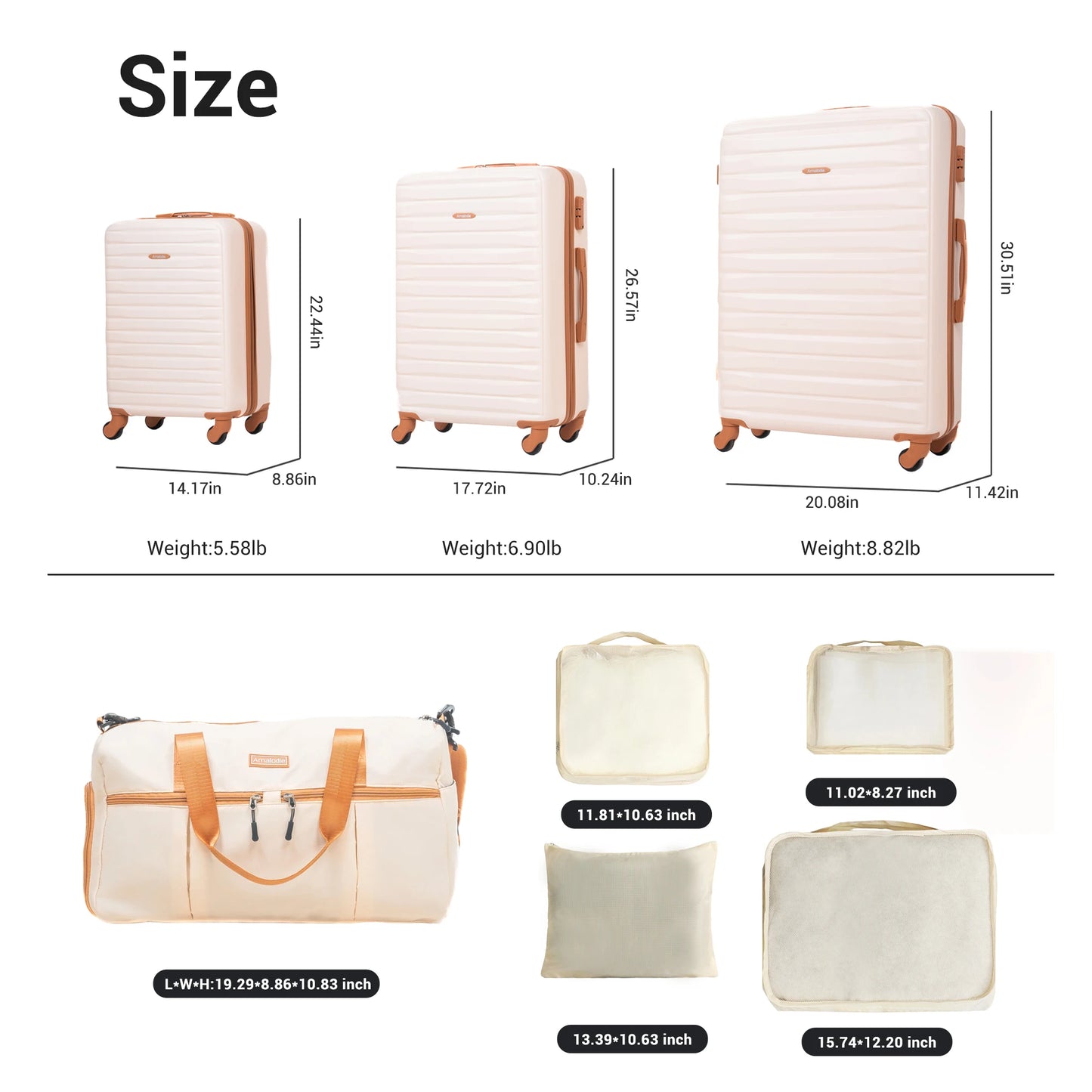 Travelhouse CN 8-Piece ABS Hard Case Luggage Set With TSA Lock