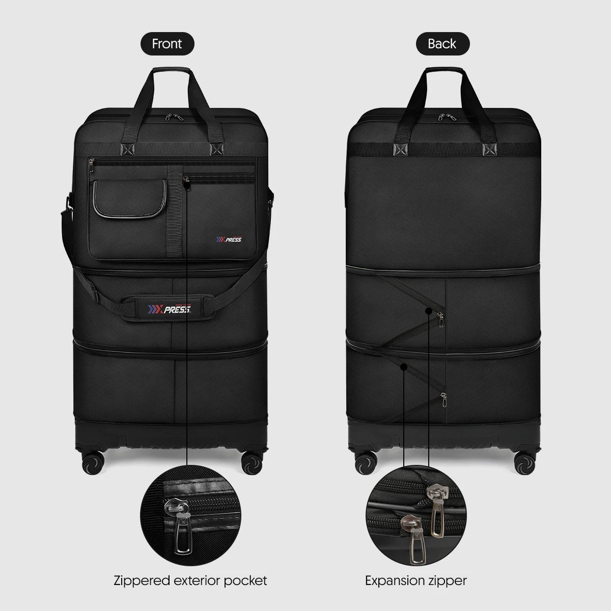 New York XPress Foldable Rolling Travel Luggage With Wheels
