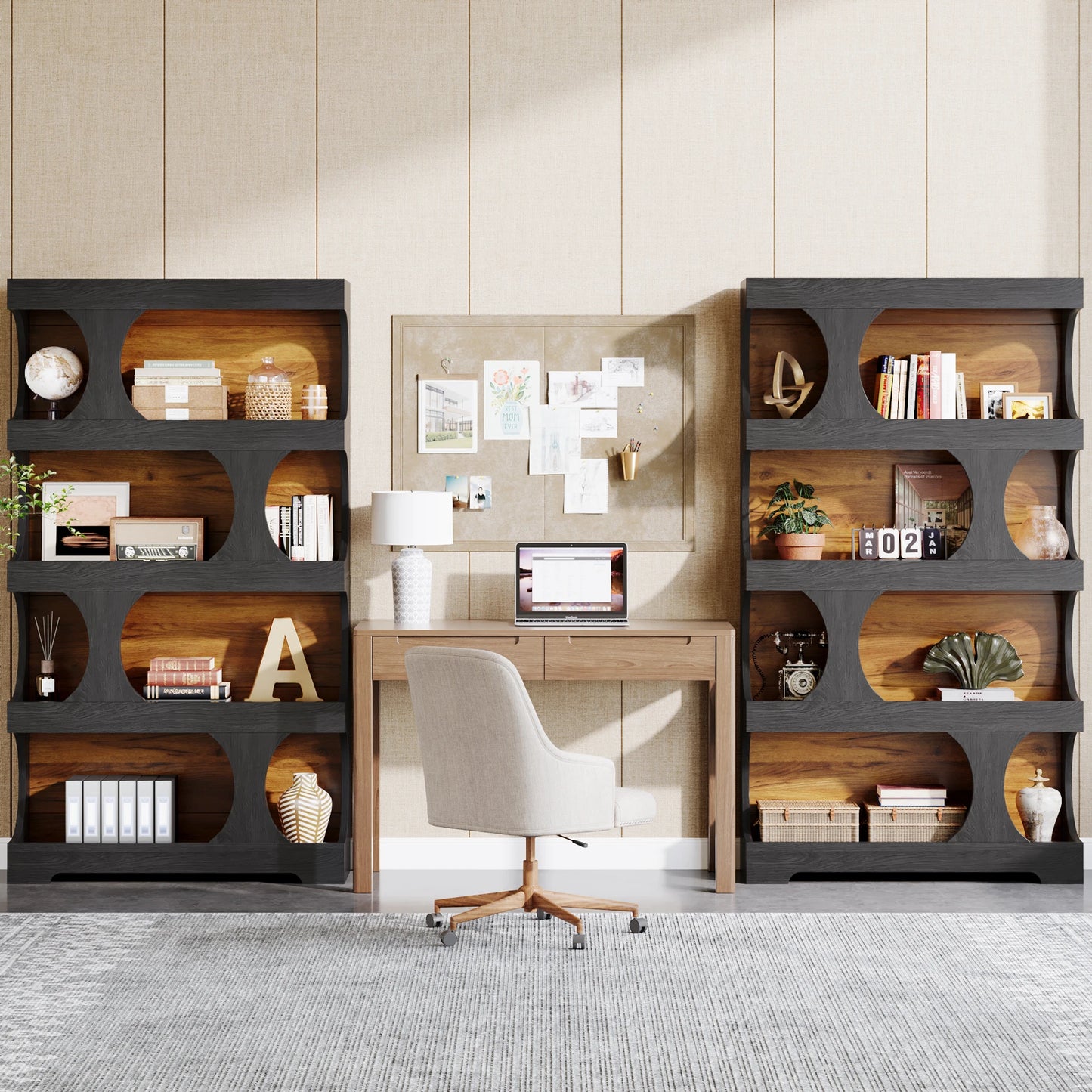 Tribesigns 4-Tier S-Shaped Bookshelf Modern Freestanding Display