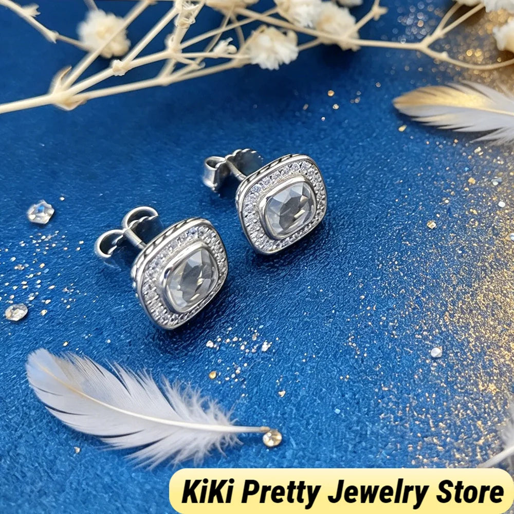 Sterling Silver Zircon Earrings 925 Elegant Gift Idea