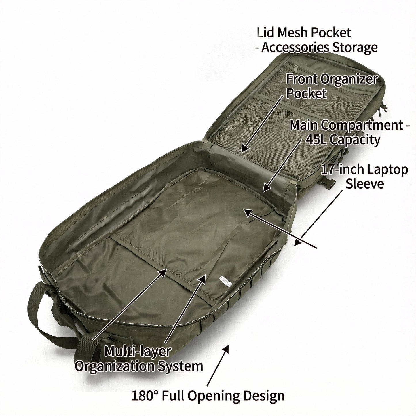 Men 45L Tactical Hiking Backpack Molle Mountaineering Water Resistant Outdoor Camping Trekking Backpacking Bushcraft Travel Rucksack Bug Out Bag Survival Emergency Large Capacity Climbing Cycling Daypack Women Durable Wear Re