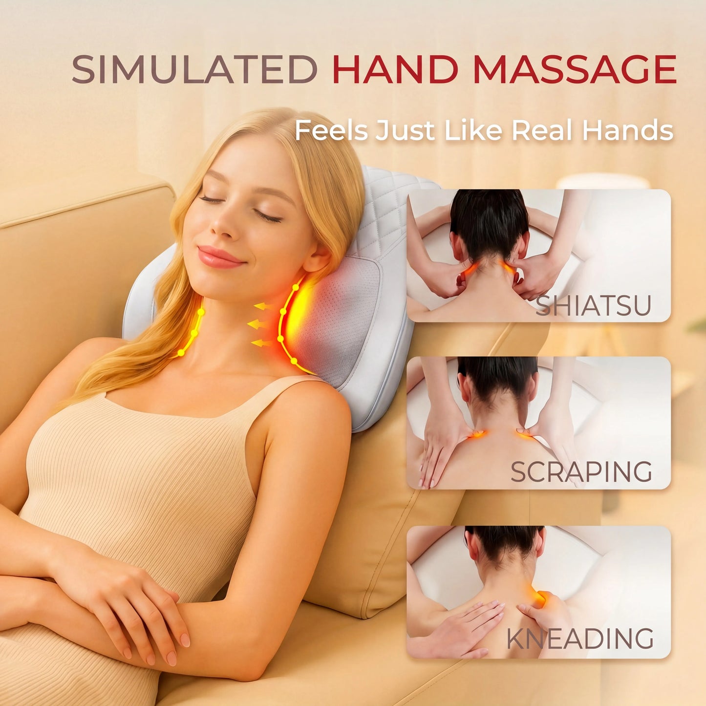 HIMOUTA Back Massager Pillow With Heat 3D Kneading For Neck And Shoulders