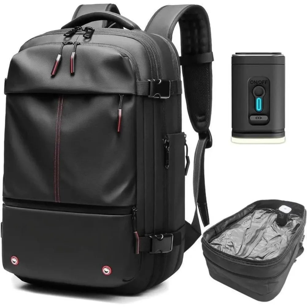 Kabaqoo 60L Expandable Vacuum Compression Bag Vacuum Backpack For Travel Water Resistant With Electric Vacuum Pump, TSA Lock, Wet Dry Separation, Gifts