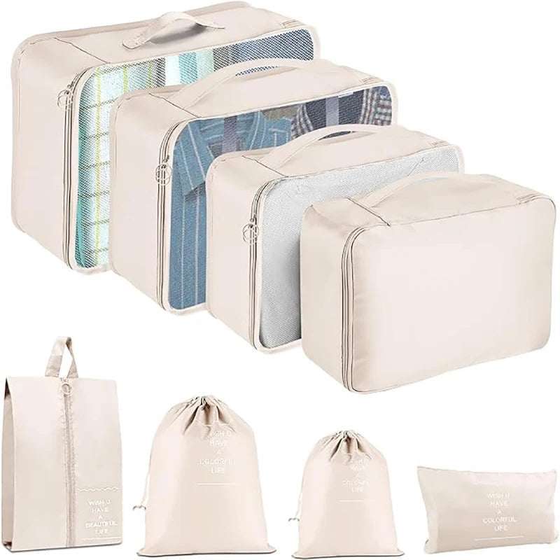 Packing Cubes for Travel - 8pcs/ Set Luggage Organizer Bags for Family, Mesh Breathable Travel Packing Cubes for Suitcases Durable Travel Essentials Bags Set