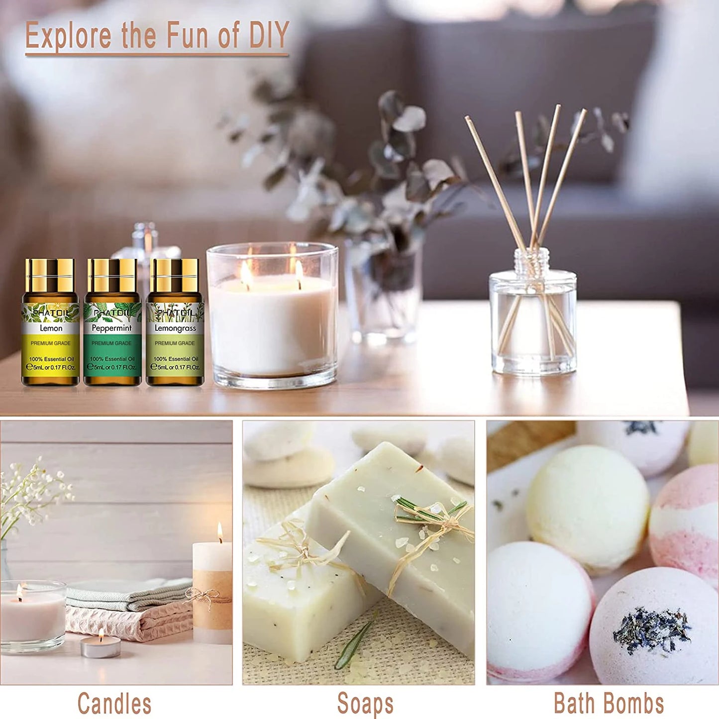 PHATOIL 12pc Gift Box Pure Essential Oils Set for Diffusers