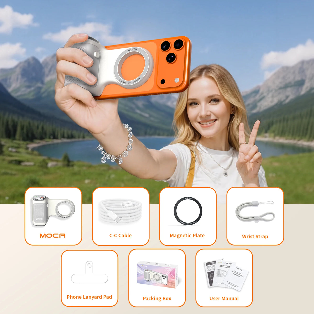 Comitok Moca Magnetic Camera Grip With Detachable Bluetooth Remote