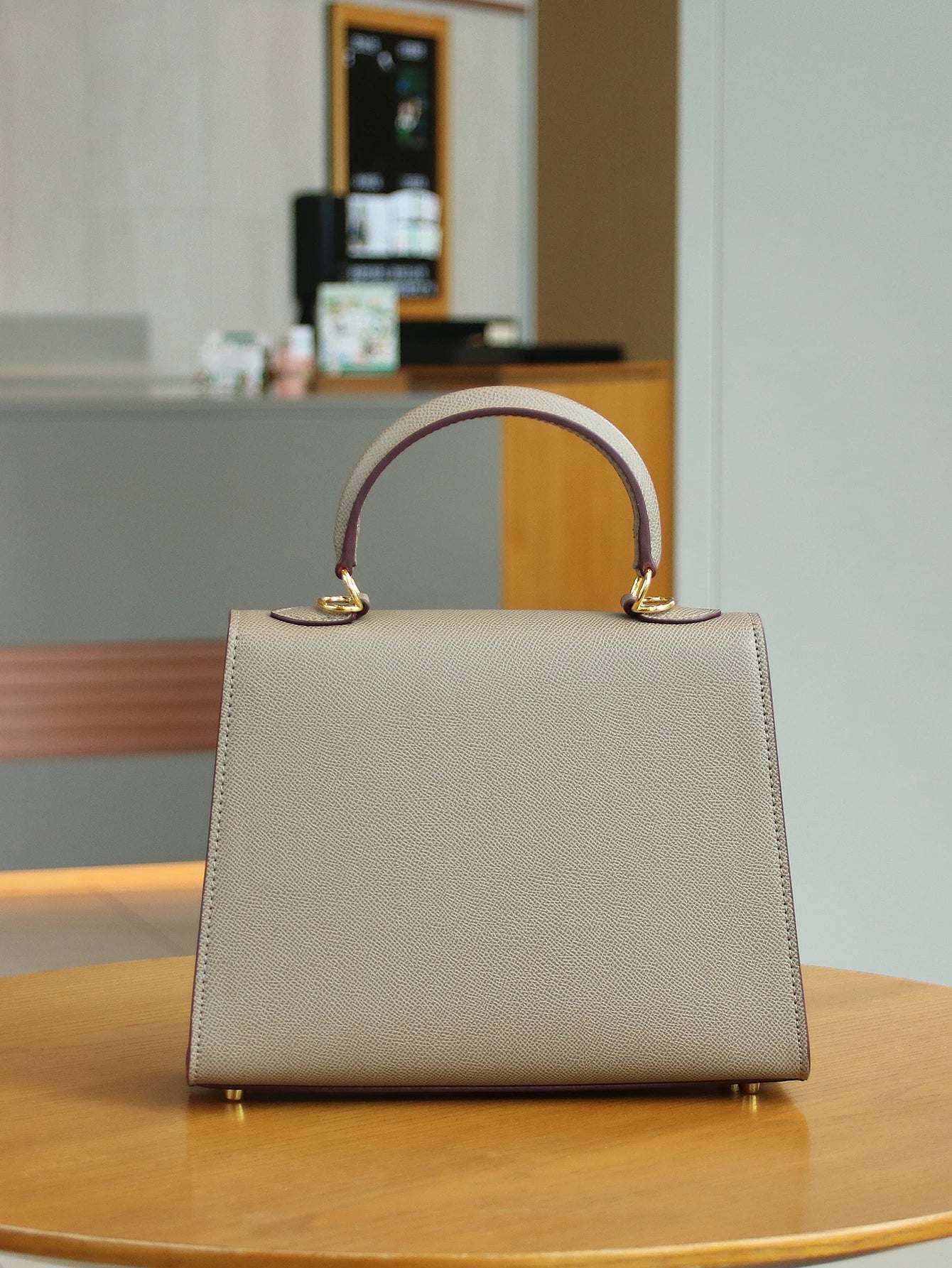 Palm Print Leather Box Handbag For Women Portable Light Luxury