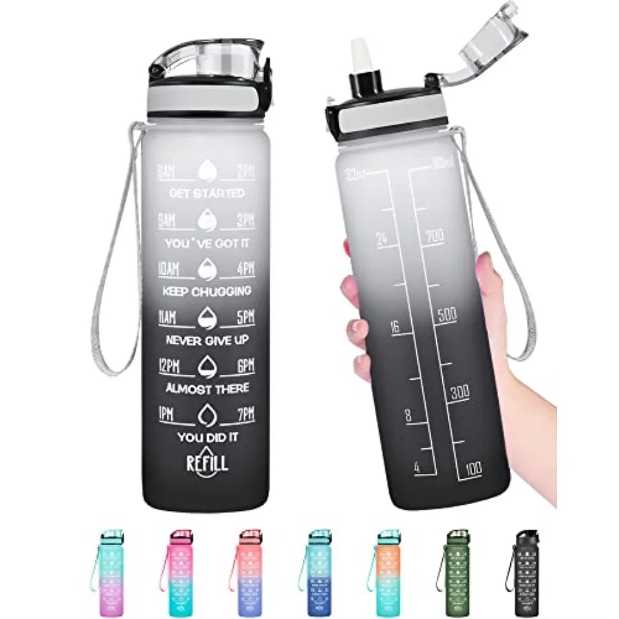 Leakproof BPA Free Motivational Water Bottle With Time Markings