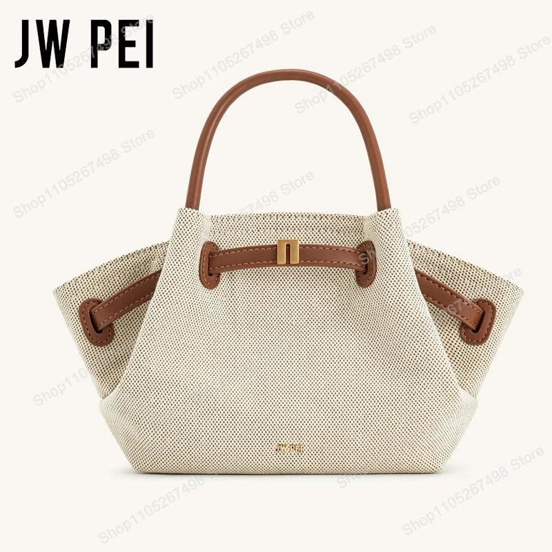 JW PEI Hana Minimalist Pebbled Leather Top-Handle Bag Women Luxury Designer Style Trapeze Tote Bag Elegant Shoulder Crossbody Purse 2026