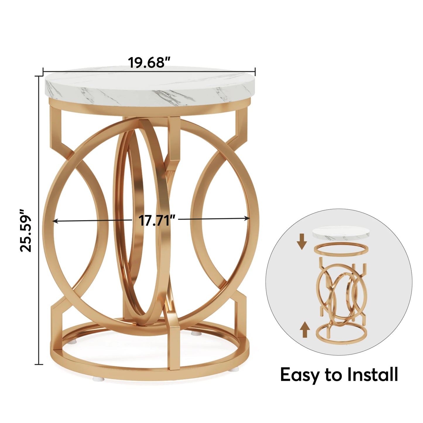 Tribesigns Modern Round End Table With Thick O Shaped Base