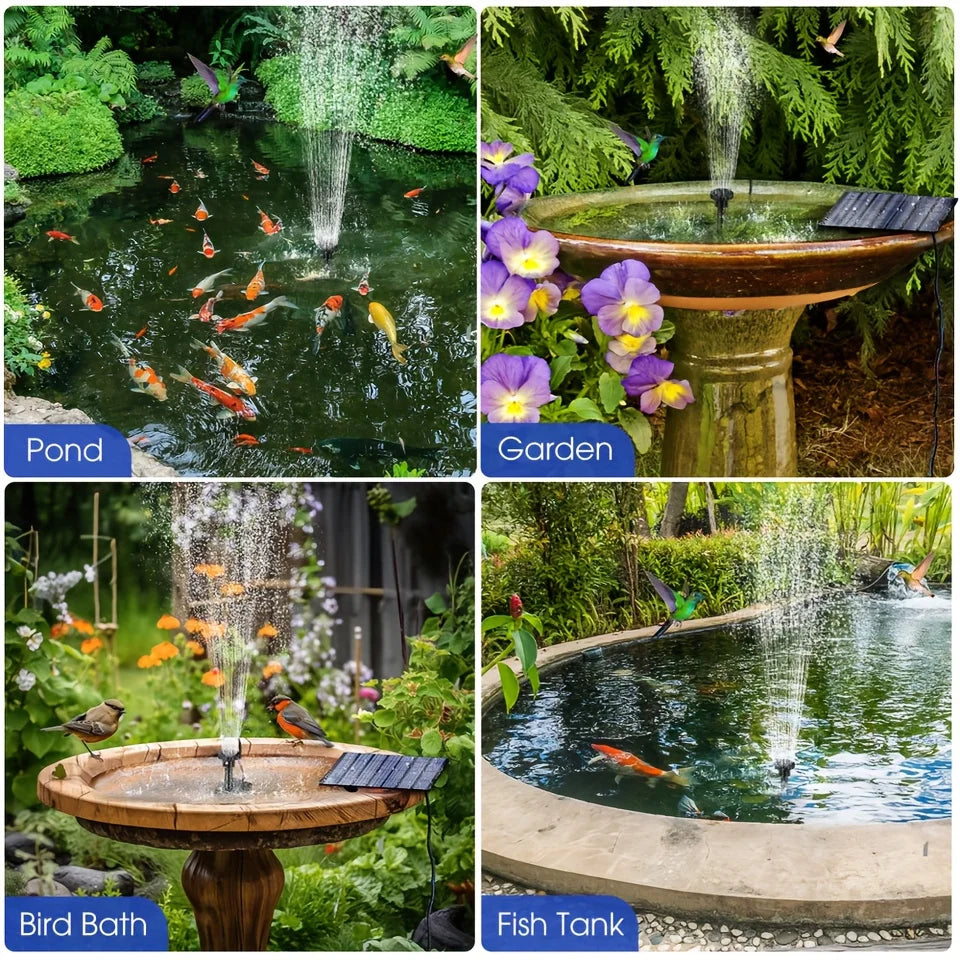 Solar Pond Fountain Pump With Six Nozzles For Bird Baths