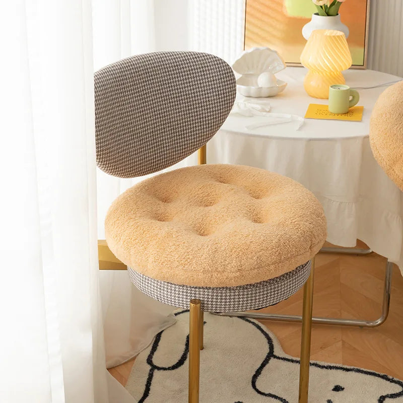 Lamb Velvet Round Chair Cushion Ultra Soft Plush Seat Pad