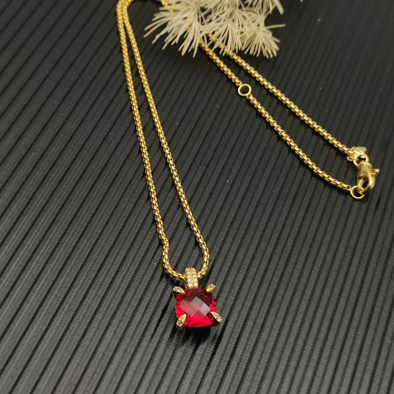 Zircon Square Diamond Cross Necklace Unisex Fine Jewelry