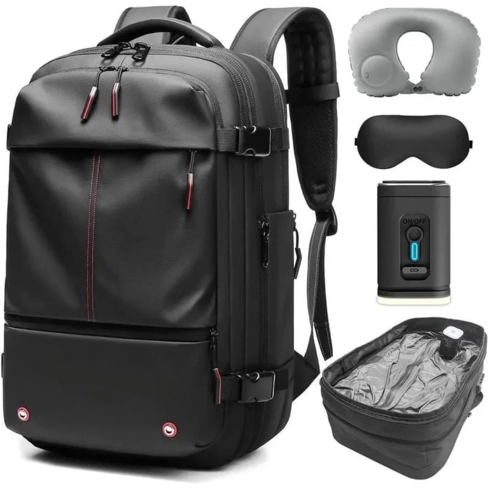 Kabaqoo 60L Expandable Vacuum Compression Bag Vacuum Backpack For Travel Water Resistant With Electric Vacuum Pump, TSA Lock, Wet Dry Separation, Gifts