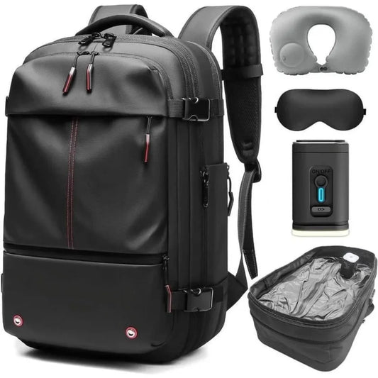 Kabaqoo 60L Expandable Vacuum Compression Bag Vacuum Backpack For Travel Water Resistant With Electric Vacuum Pump, TSA Lock, Wet Dry Separation, Gifts