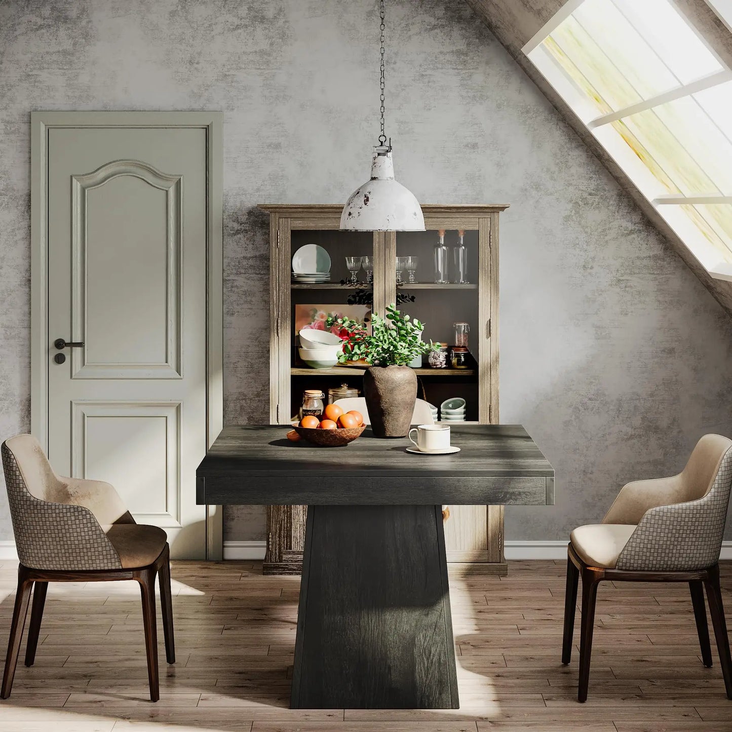 Tribesigns Square Dining Table for Four with Pedestal Base Farmhouse