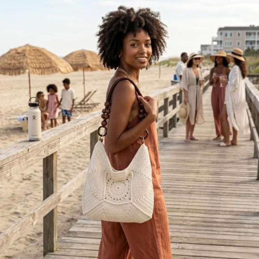 MYHOZEE for Women Boho Beach Fully Lined Summer Tote Lightweight Hobo Purse for Vacation