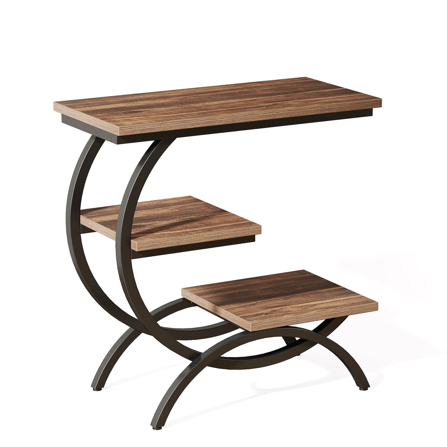 Tribesigns C Shaped End Table Industrial 3 Tier Console