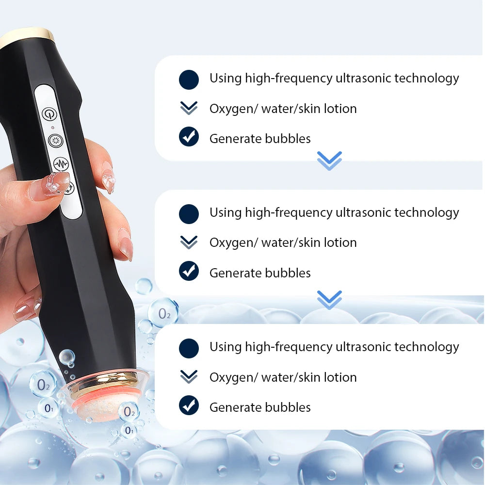 Portable CO2 Oxygen Bubble Facial Pen with 7 Color Photon Light  Aqua Skin Cleansing Beauty Machine Works With Serum Gel CO2 Pods for Home SPA Skin Care