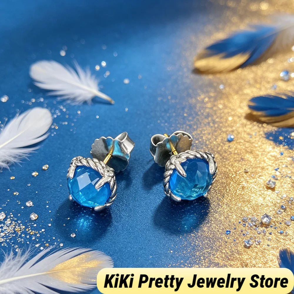 Sterling Silver Zircon Earrings 925 Elegant Gift Idea