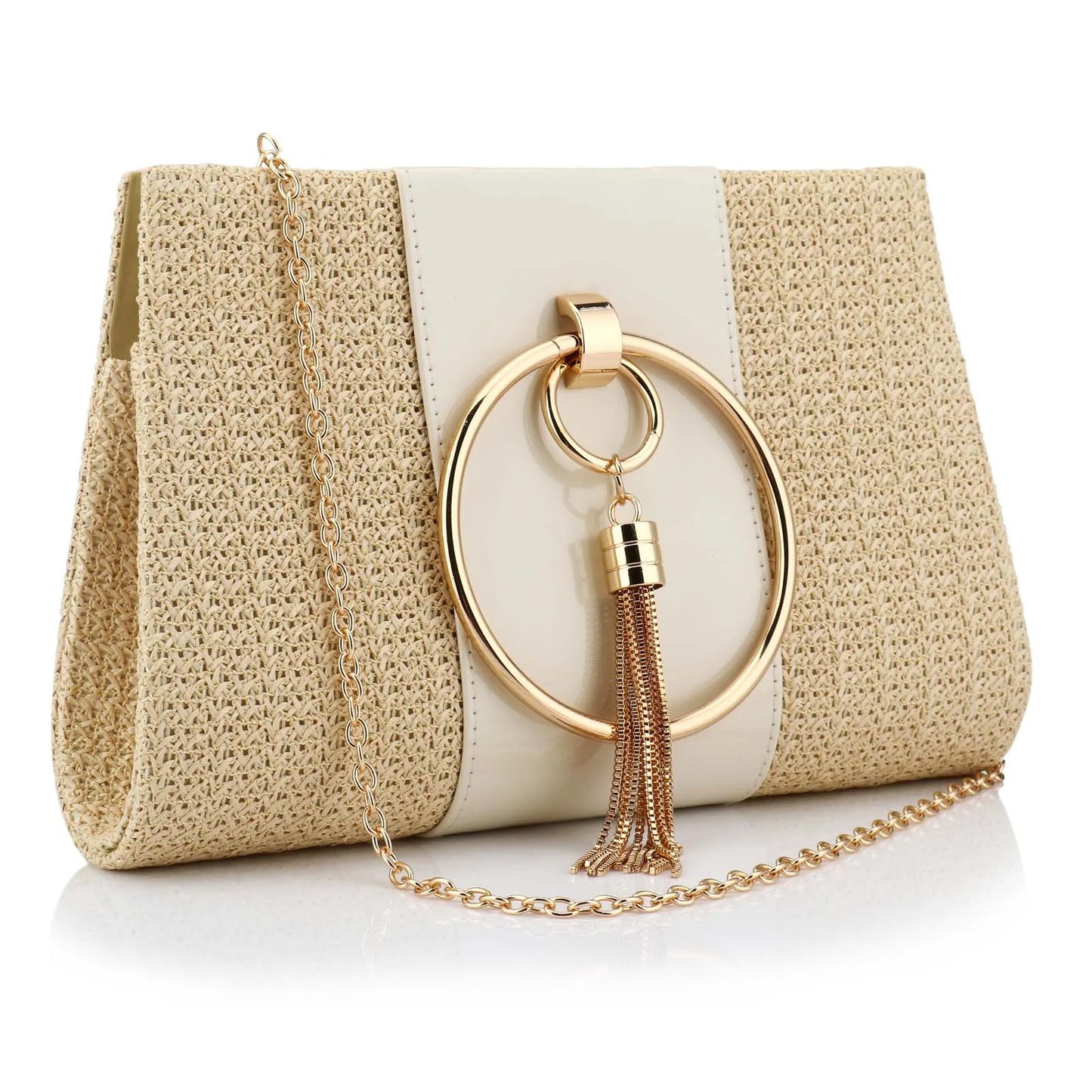 Bohemian Resort Woven Large Capacity Clutch Bags, Elegant Ladies Fashion Square Straw Evening Bag Totes Casual Handbag Purse