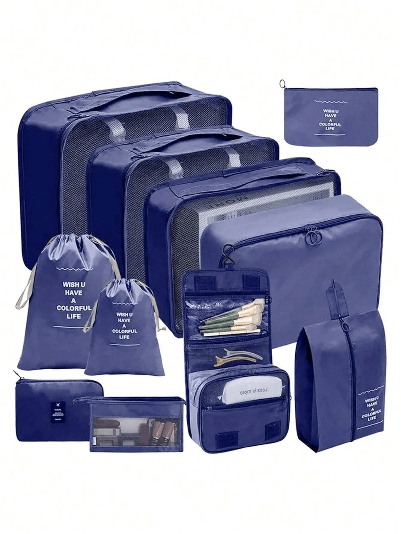 11 Piece Travel Packing Cubes Set, Luggage Organizer with Toiletry Makeup Bags, Shoe Underwear Clothing Storage Bags for Suitcase