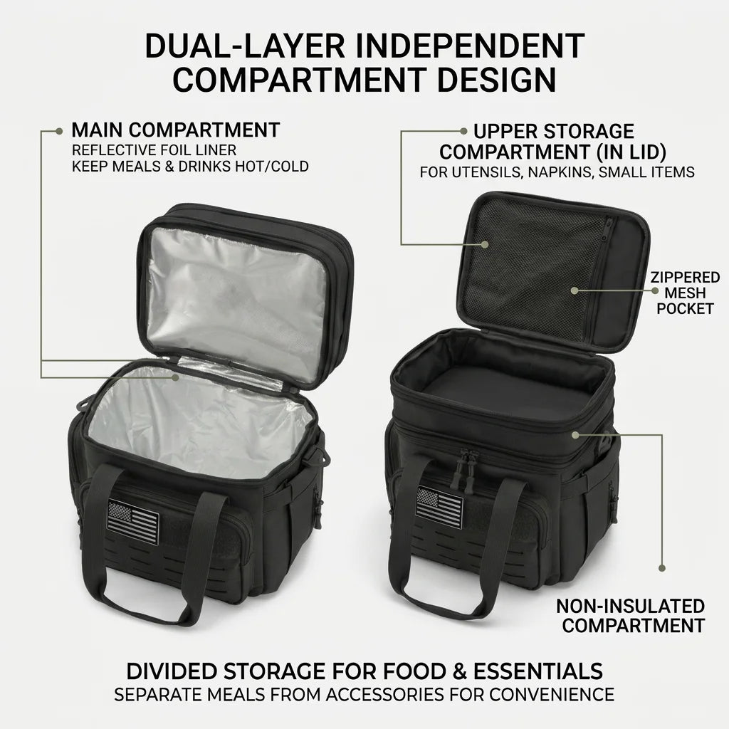 18L Insulated Lunch Bag Tactical Cooler Box for Men Women Expandable Leakproof Thermal Lunch Box Work Office Adults Reusable Large Capacity Meal Prep Bag Heavy Duty Camping Picnic Outdoor Travel School Commuter Construction W