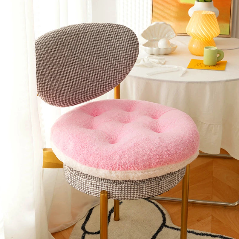 Lamb Velvet Round Chair Cushion Ultra Soft Plush Seat Pad