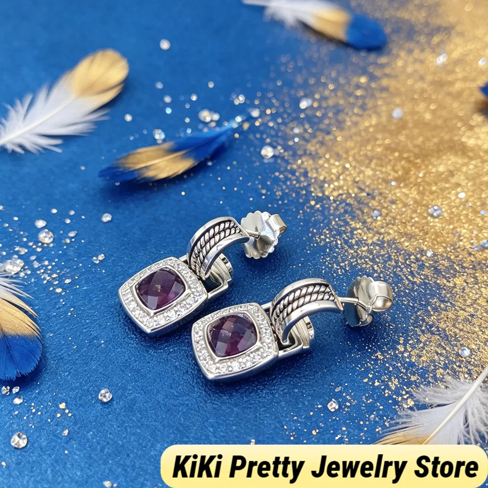 Sterling Silver Zircon Earrings 925 Elegant Gift Idea