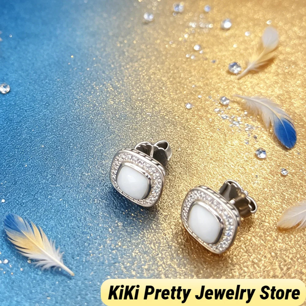 Sterling Silver Zircon Earrings 925 Elegant Gift Idea